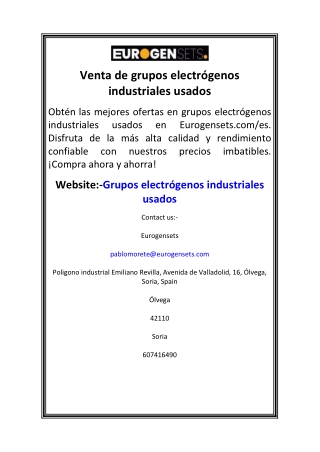 Venta de grupos electrógenos industriales usados