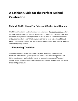 A Fashion Guide for the Perfect Mehndi Celebration