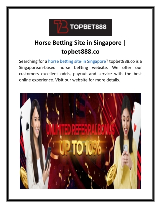 Horse Betting Site in Singapore  topbet888.co