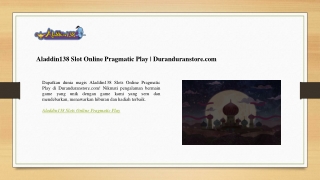 Aladdin138 Slot Online Pragmatic Play Duranduranstore.com