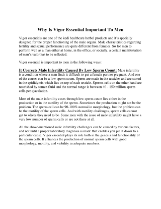 Why Is Vigor Essential Important To Men