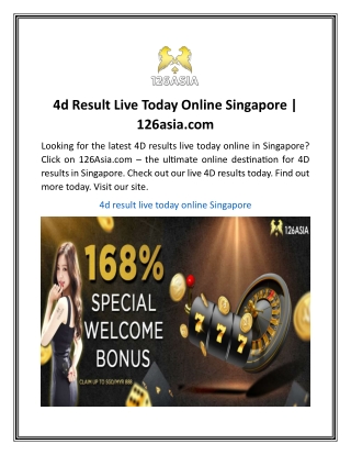 4d Result Live Today Online Singapore  126asia.com