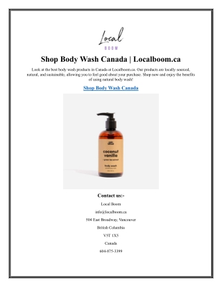 Shop Body Wash Canada  Localboom.ca