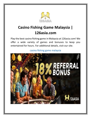 Casino Fishing Game Malaysia  126asia.com