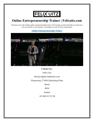 Online Entrepreneurship Trainer  Felixuitz