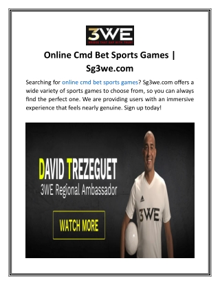 Online Cmd Bet Sports Games  Sg3we.com