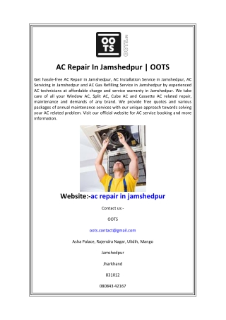 AC Repair In Jamshedpur  OOTS