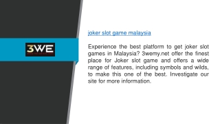 Joker Slot Game Malaysia 3wemy.net