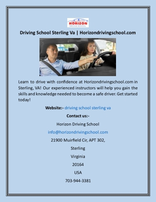 Driving School Sterling Va  Horizondrivingschool