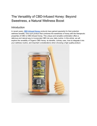 The Versatility of CBD-Infused Honey_ Beyond Sweetness, a Natural Wellness Boost