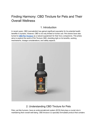 Finding Harmony_ CBD Tincture for Pets and Their Overall Wellness