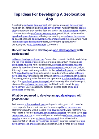 Top Ideas For Developing A Geolocation App