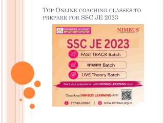 Top Online coaching classes to prepare for SSC JE 2023