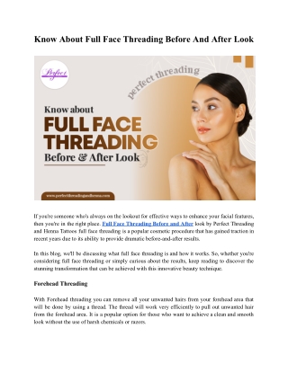 Know about Full Face Threading Before and After Look