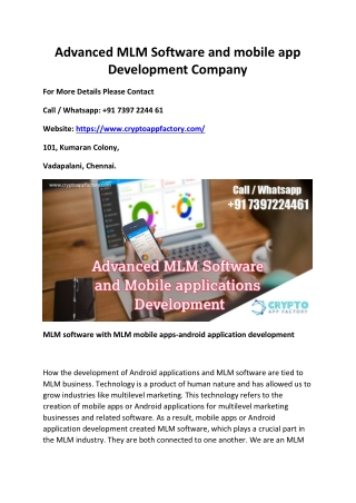 Advanced MLM Software and mobile app Development Company