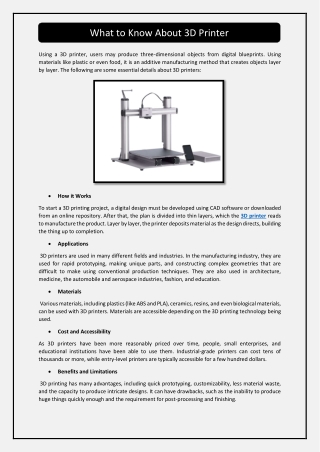 What to Know About 3D Printer