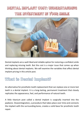 Dental Implant Cost: Understanding the Investment in Your Smile