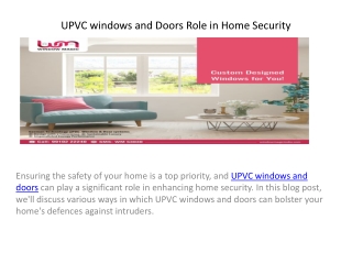 UPVC windows and Doors Role in Home Security