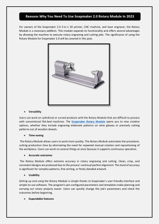 Reasons Why You Need To Use Snapmaker 2.0 Rotary Module In 2023