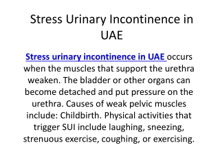 Stress Urinary Incontinence in UAE