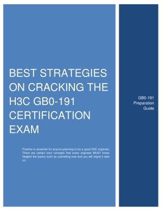 Best Strategies On Cracking the H3C GB0-191 Certification Exam