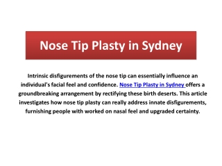 Nose Tip Plasty in Sydney