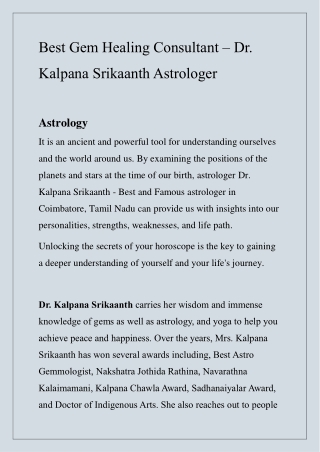 2. Gem Healing Consultation - Dr. Kalpana Srikaanth