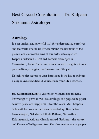 3. Crystal Consultation - Dr. Kalpana Srikaanth