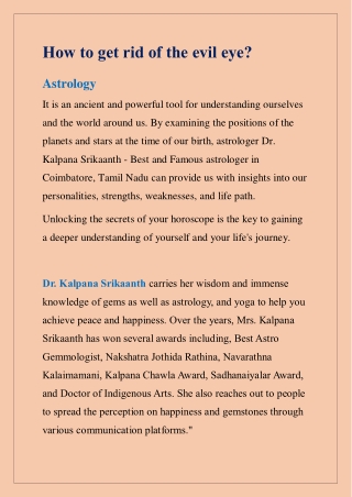 10. Top Astrologer - Dr. Kalpana Srikaanth