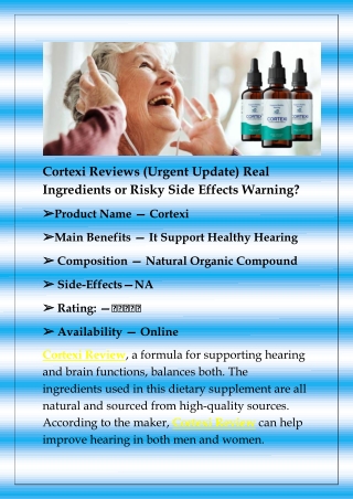 Cortexi Reviews (Urgent Update) Real Ingredients or Risky Side Effects Warning?