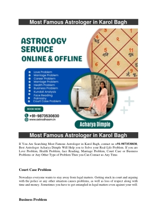 Most Famous Astrologer in Karol Bagh  91-9873530830