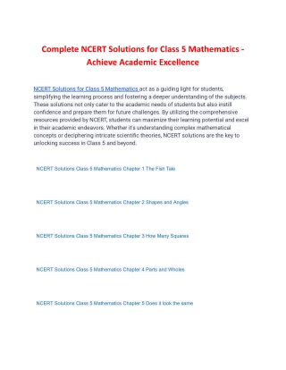 Complete NCERT Solutions for Class 5 Mathematics - Achieve Academic Excellence