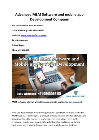 Advanced MLM Software and mobile app Development Company