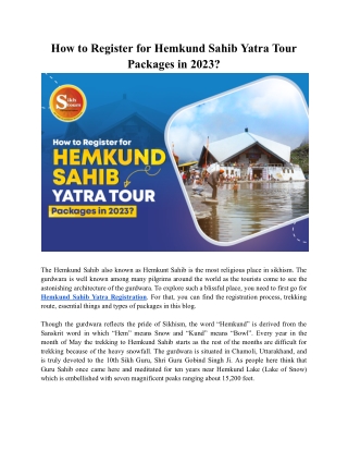 How to Register for Hemkund Sahib Yatra Tour Packages in 2023_
