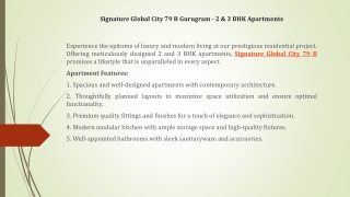 Signature Global City 79 B Gurugram - 2 & 3 BHK Apartments