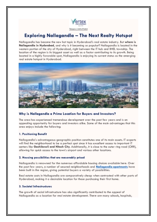 Exploring Nallagandla – The Next Realty Hotspot