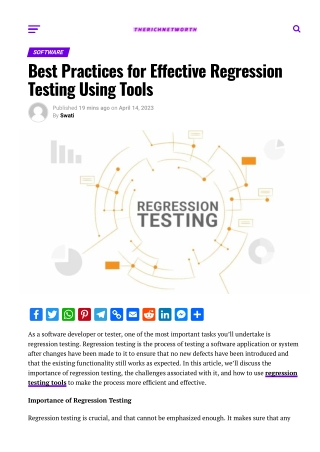 Best Practices for Effective Regression Testing Using Tools