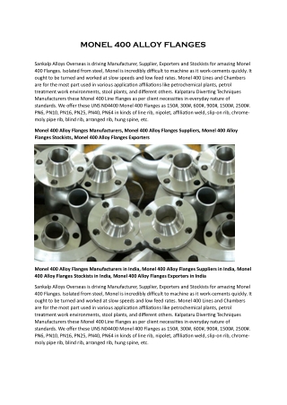 Monel 400 Alloy Flanges Manufacturers