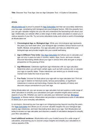Discover Your True Age: Use our Age Calculator Tool - A Guide to Calculators