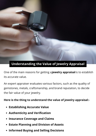 Understanding the Value of Jewelry Appraisal