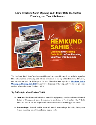 Know Hemkund Sahib Opening and Closing Date 2023 before Planning your Tour this Summer