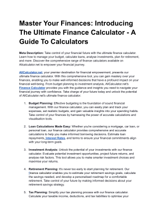 _Master Your Finances_ Introducing the Ultimate Finance Calculator