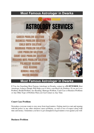 Most Famous Astrologer in Dwarka  91-9873530830