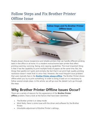 Follow Steps and Fix Brother Printer Offline Issue