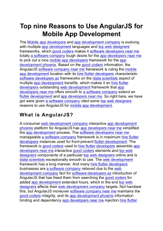 Top nine Reasons to Use AngularJS for Mobile App Development