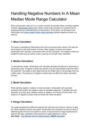 Handling Negative Numbers in a Mean Median Mode Range Calculator