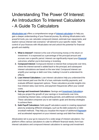 Understanding the Power of Interest_ An Introduction to Interest Calculators