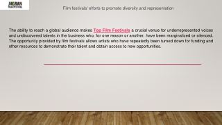 Film festivals' efforts to promote diversity and representation