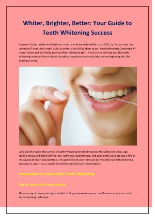 Whiter, Brighter, Better: Your Guide to Teeth Whitening Success