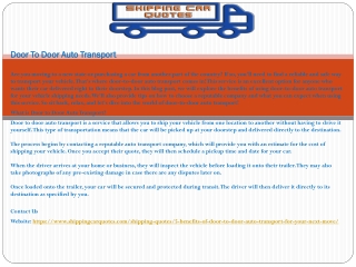 Door To Door Auto Transport